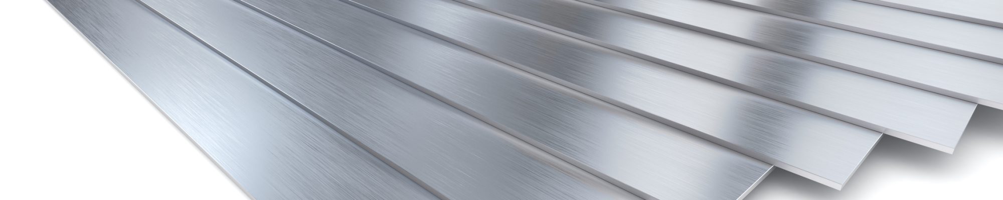 Stainless steel plates, brushed metal on white background. Digitally generated hi-res 3D image.